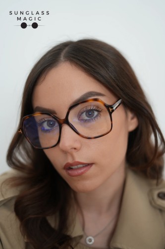 Tom Ford TF6062-B - 053 - 57 - AVEC DES VERRES À FILTRE ANTI LUMIÈRE BLEU-VIOLET Cadres optiques Havane Angulaire