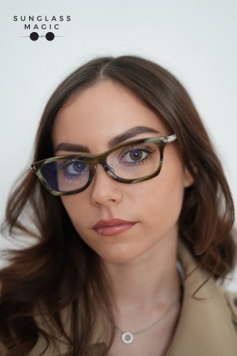 Tom Ford TF6074-D-B ECO - 062 - 53 - AVEC DES VERRES À FILTRE ANTI LUMIÈRE BLEU-VIOLET Cadres optiques Marron à motifs Angulaire