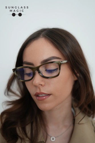 Tom Ford TF6074-D-B ECO - 062 - 53 - AVEC DES VERRES À FILTRE ANTI LUMIÈRE BLEU-VIOLET Cadres optiques Marron à motifs Angulaire