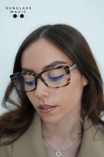Tom Ford TF6065-B - 056 - 55 - AVEC DES VERRES À FILTRE ANTI LUMIÈRE BLEU-VIOLET Cadres optiques Havane Angulaire