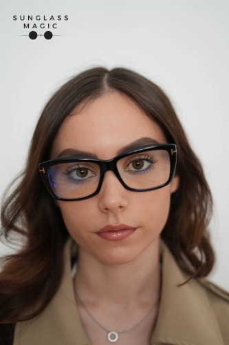 Tom Ford TF6065-B ECO - 001 - 55 - AVEC DES VERRES À FILTRE ANTI LUMIÈRE BLEU-VIOLET Cadres optiques Noir Angulaire