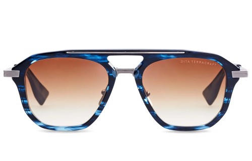 Dita TERRACRAFT DTS416-A - 03 - 52 Lunettes de soleil Volutes bleues Nautilus - or jaune Pilote (Aviateur)