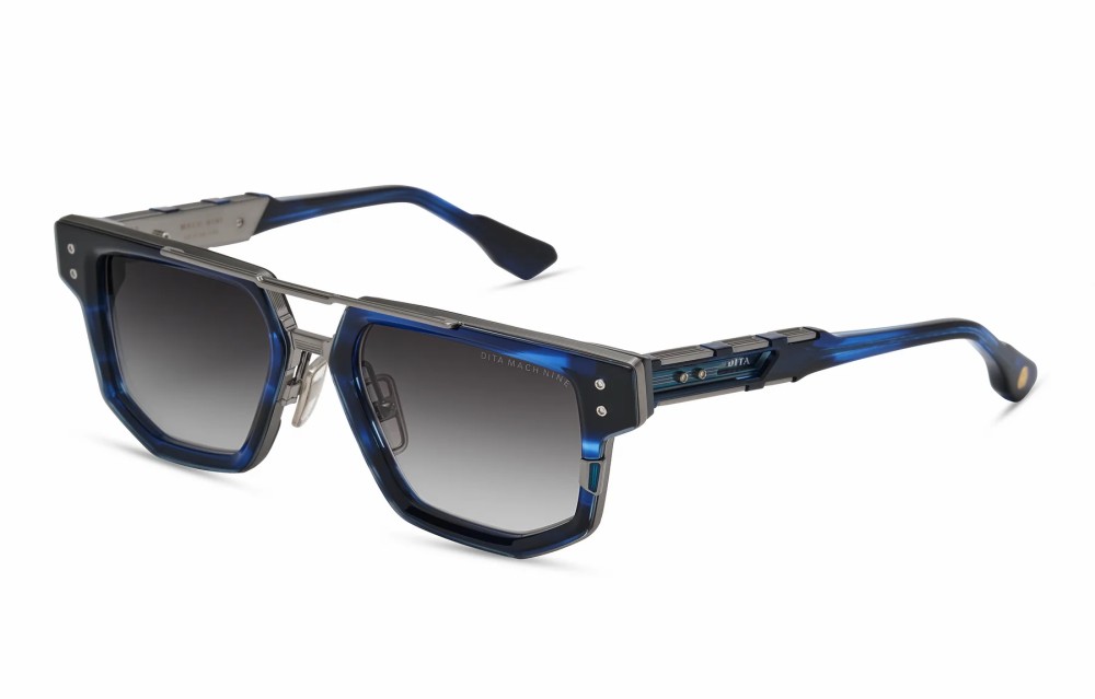 Dita MACH-NINE DTS478-A - 03 - 54 Lunettes de soleil Volutes bleues - argent vieilli Forme angulaire, géométrique
