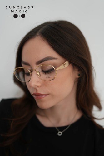 PRADA PR D53VD - 24J1O1 - 54 Cadres optiques Or Ovale
