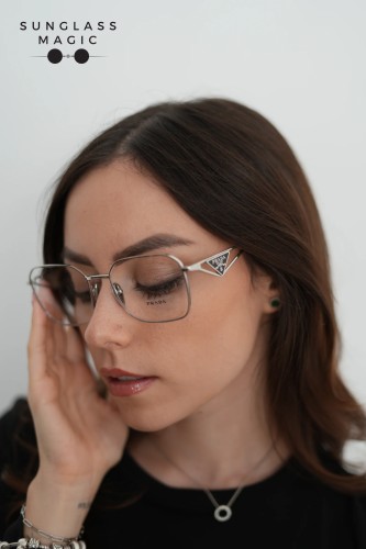 PRADA PR A51V - 1BC1O1 - 55 Cadres optiques Argent Irrégulier