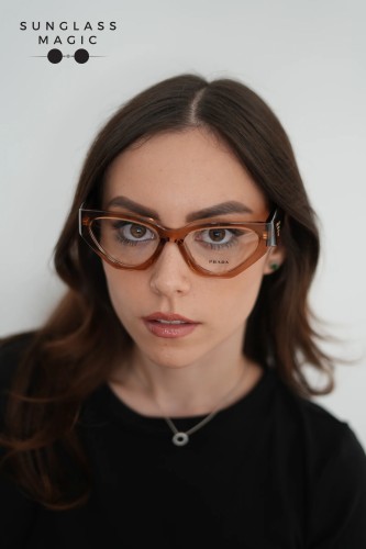 PRADA C07V - 20H1O1 - 54 Cadres optiques Chocolat transparent Irrégulier