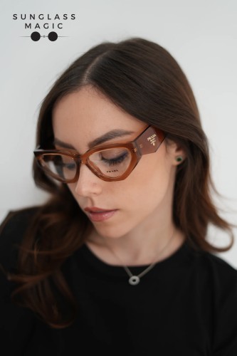 PRADA C07V - 20H1O1 - 54 Cadres optiques Chocolat transparent Irrégulier