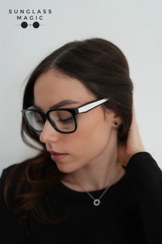 PRADA PR 17ZV - ​1AB1O1 - ​54 Cadres optiques Noir, Blanc Angulaire