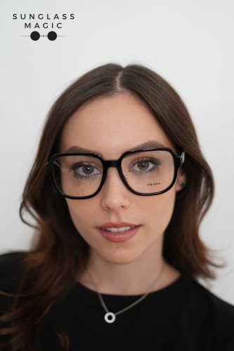 PRADA PR B07VD - ​16K1O1 - ​56 Cadres optiques Noir, Blanc Angulaire