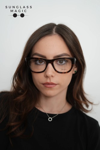 PRADA PR A18V - ​17N1O1 - ​52 Cadres optiques Havane foncé Œil de chat