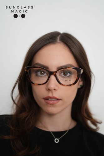 PRADA PR B04V - 07R1O1 - ​53 Cadres optiques Havane Œil de chat