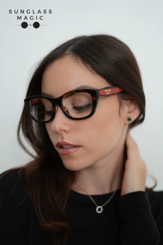 PRADA PR D11VD - 01K1O1 - 53 Cadres optiques Havane genévrier Irrégulier