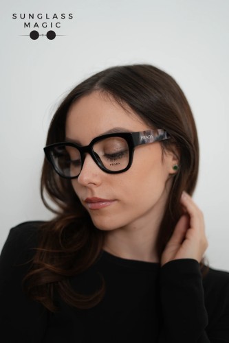 PRADA PR C06V - 28F1O1 - 52 Cadres optiques Noir Ovale