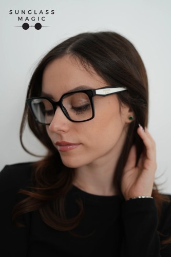 PRADA PR B03V - ​16K1O1 - ​54 Cadres optiques Noir, Blanc Angulaire