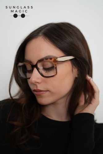 PRADA PR B03V ​ - ​07R1O1 - ​54 Cadres optiques Havane caramel Angulaire