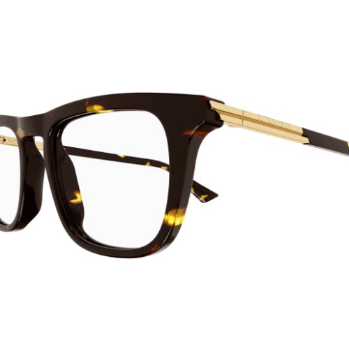 Bottega Veneta BV1264O - 002 - 51 Cadres optiques Marron, Or, Jaune, À motifs Angulaire