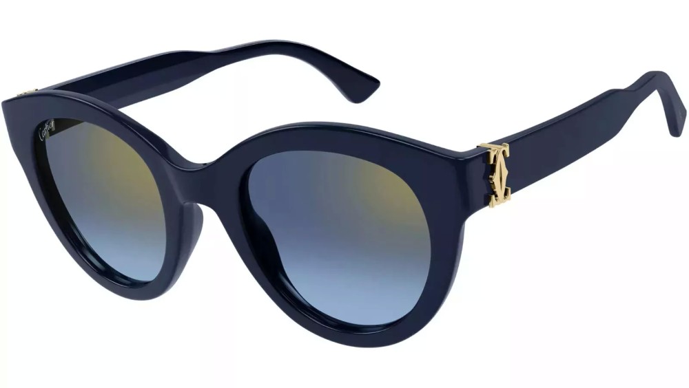 Cartier CT0436S - 003 - 50 Lunettes de soleil Bleu Œil de chat