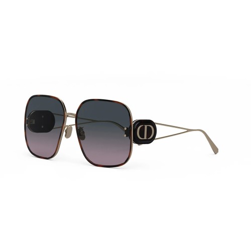 Dior DIORBOBBY S1U - B5AE A - 64 Lunettes de soleil Havane, Noir, Or Angulaire