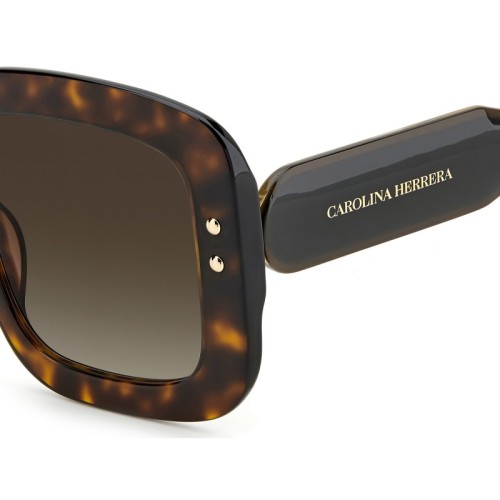 Carolina Herrera CH0010/S - 086HA - 52 Lunettes de soleil Marron, À motifs Angulaire