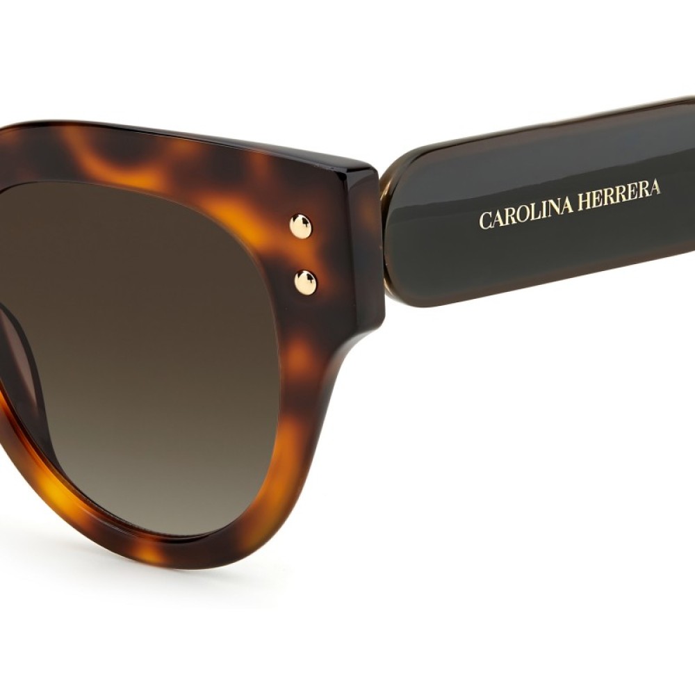 Carolina Herrera CH0008/S - 05LHA - 52 Lunettes de soleil Marron, À motifs Coussin arrondi
