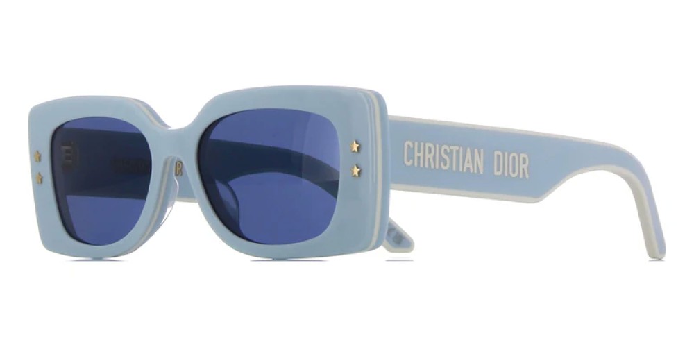 Dior DIORPACIFIC S1U - 80B0 A - 53 Lunettes de soleil Bleu, Blanc Angulaire