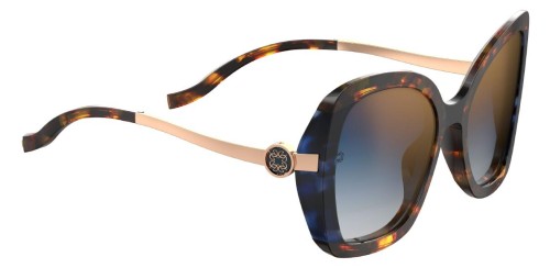 Elie Saab ES026/G/S - IPR 1Q - 56 Lunettes de soleil Havane, Bleu, Or Papillon