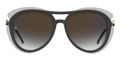 Elie Saab ES035/G/S - FT3 WM - 56 Lunettes de soleil Noir, Gris, Or Pilote (Aviateur)