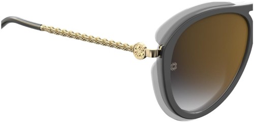 Elie Saab ES035/G/S - FT3 WM - 56 Lunettes de soleil Noir, Gris, Or Pilote (Aviateur)