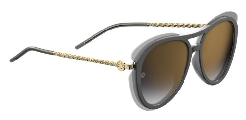 Elie Saab ES035/G/S - FT3 WM - 56 Lunettes de soleil Noir, Gris, Or Pilote (Aviateur)