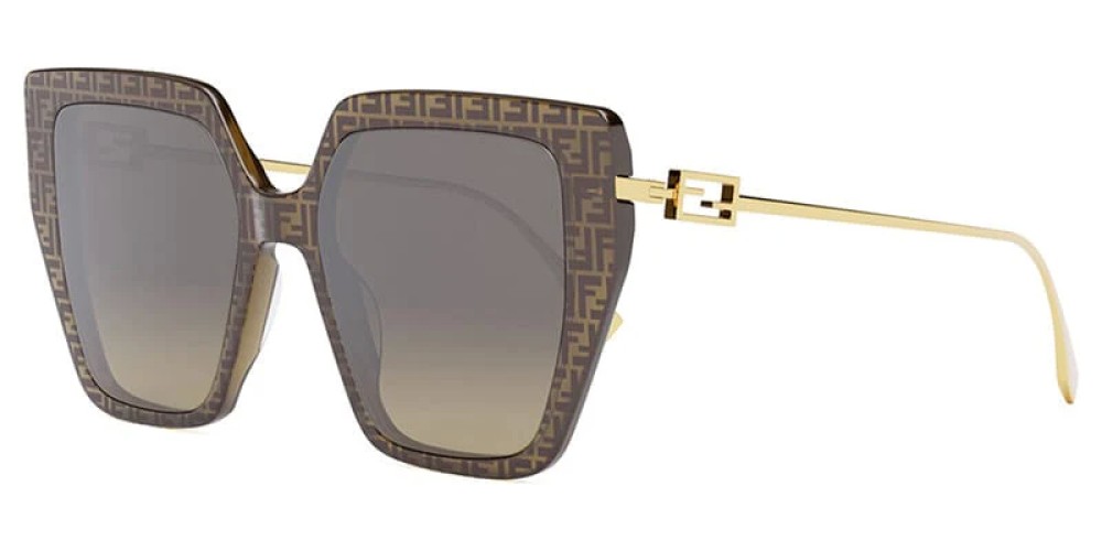 Fendi FE40012U - 50F - 55 Lunettes de soleil Marron, Or Angulaire