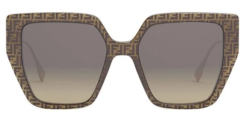 Fendi FE40012U - 50F - 55 Lunettes de soleil Marron, Or Angulaire