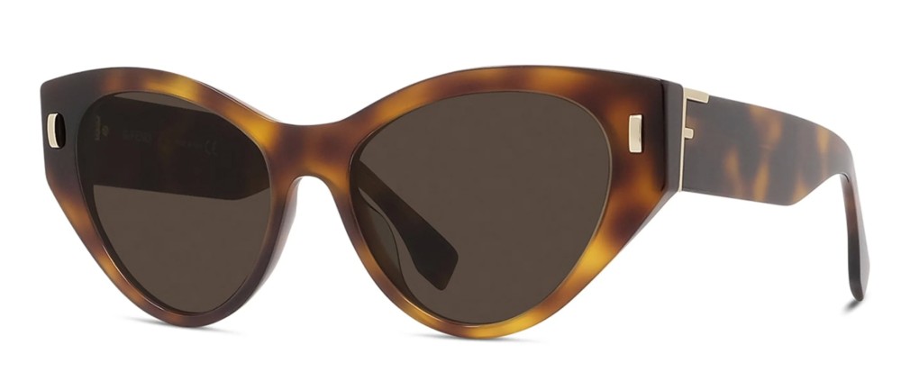 Fendi FE40035I - 53E - 55 Lunettes de soleil Havane Œil de chat