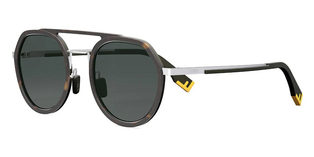 Fendi FE40040U - 52A - 51 Lunettes de soleil Noir Pilote (Aviateur)