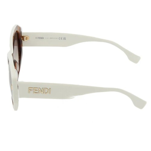 Fendi FE40045I - 55F - 54 Lunettes de soleil Havane, Blanc Angulaire