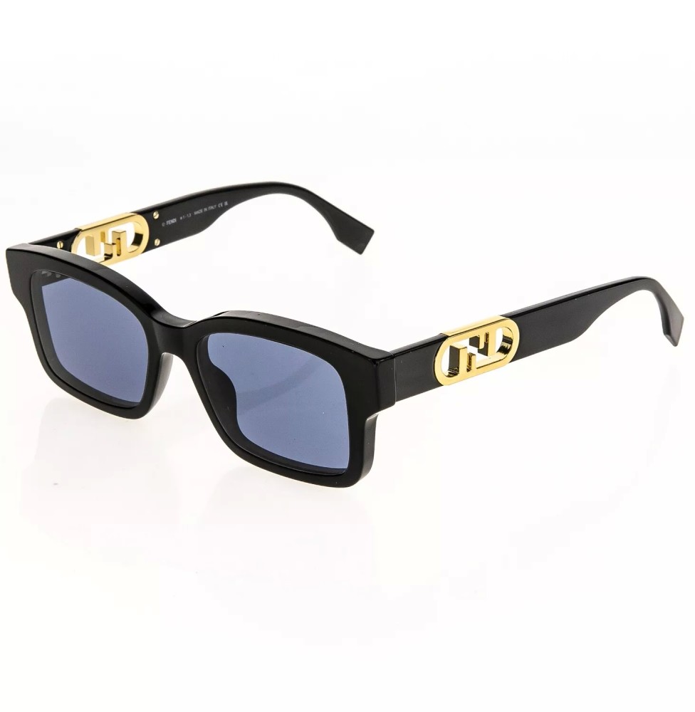 Fendi FE40050I - 01V - 53 Lunettes de soleil Noir, Or Angulaire