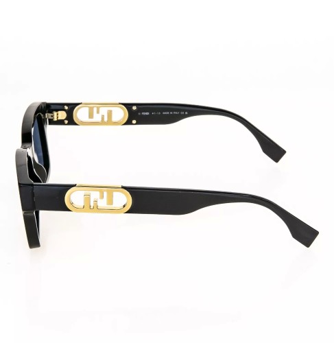 Fendi FE40050I - 01V - 53 Lunettes de soleil Noir, Or Angulaire