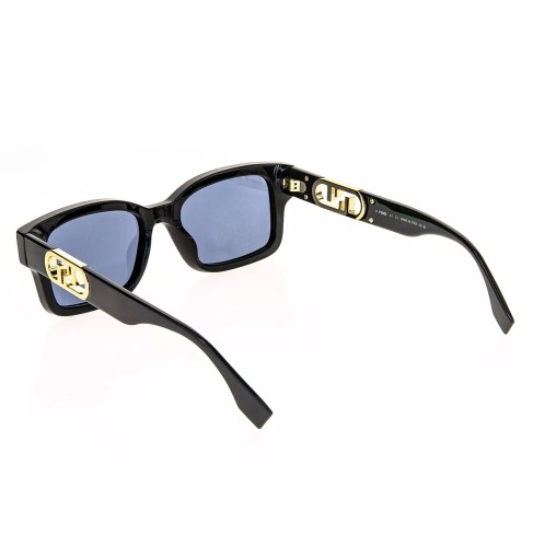 Fendi FE40050I - 01V - 53 Lunettes de soleil Noir, Or Angulaire