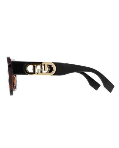 Fendi FE40064I - 53A - 52 Lunettes de soleil Havane, Noir Œil de chat