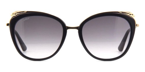 Cartier CT0150S - 001 - 55 Lunettes de soleil Or, Noir Œil de chat
