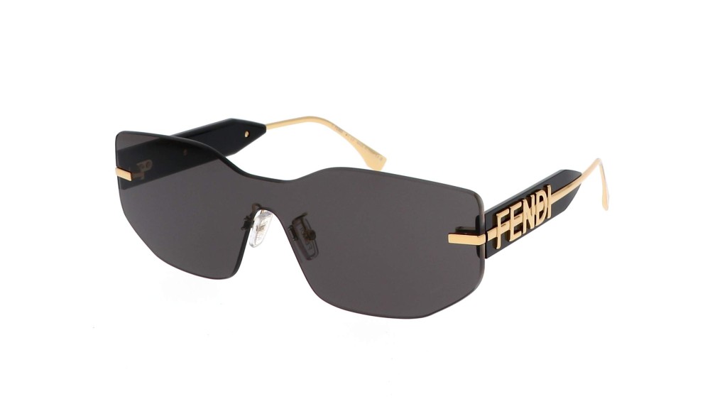 Fendi FE40066U - 30A - 140 Lunettes de soleil Noir, Or Angulaire