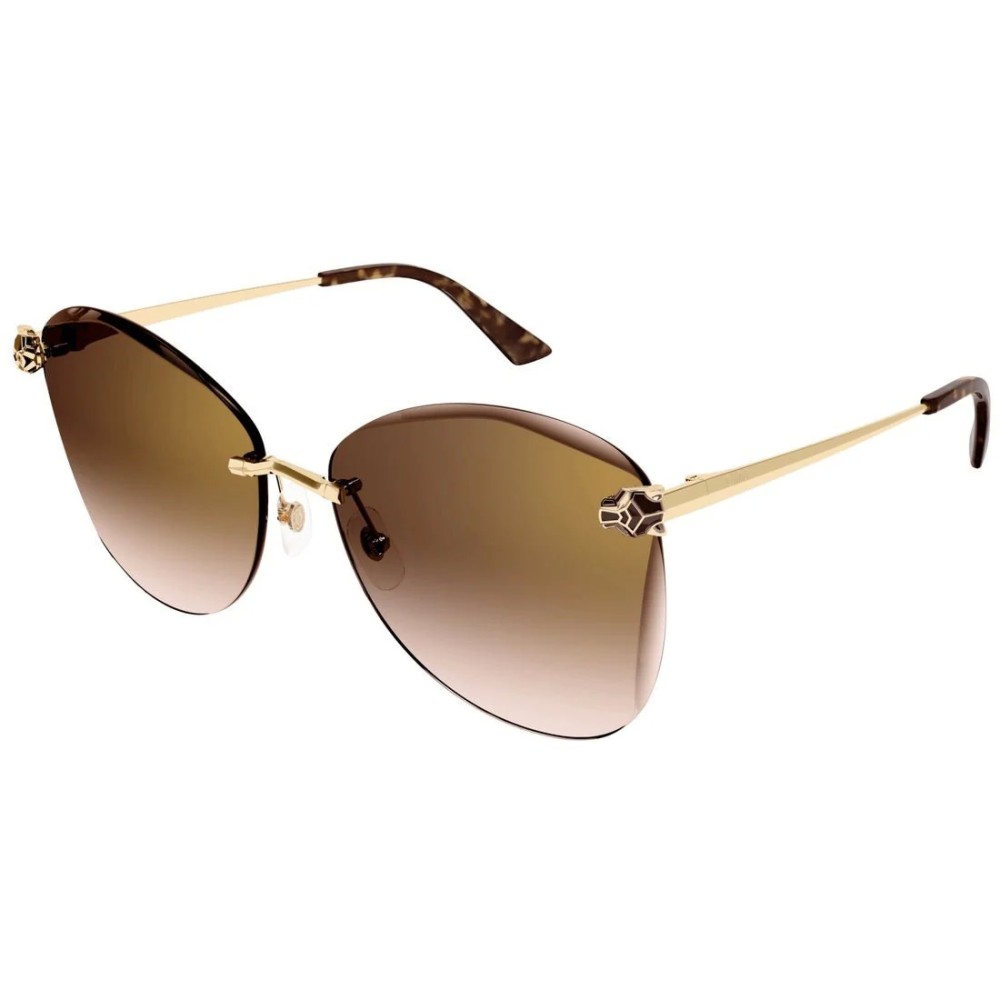 Cartier CT0398S - 002 - 62 Lunettes de soleil Or, Marron, À motifs Coussin arrondi