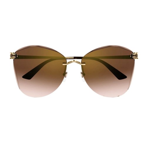 Cartier CT0398S - 002 - 62 Lunettes de soleil Or, Marron, À motifs Coussin arrondi