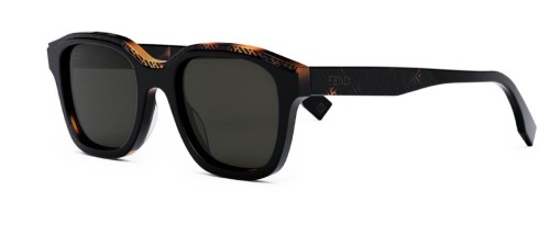 Fendi FE40077F - 01A - 54 Lunettes de soleil Noir, Marron, À motifs Angulaire