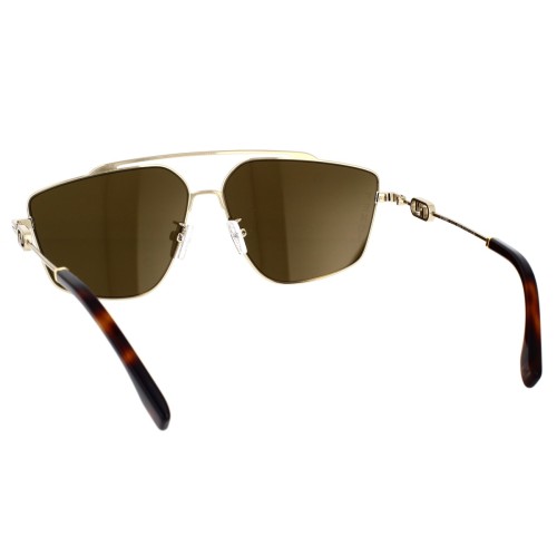 Fendi FE40079U - 32E - 58 Lunettes de soleil Or, Havane Pilote (Aviateur)