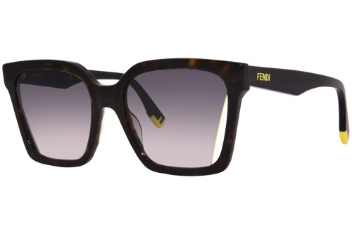 Fendi FE40085I - 52B - 55 Lunettes de soleil Havane Angulaire