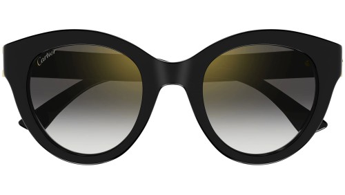 Cartier CT0436S - 001 - 50 Lunettes de soleil Noir, Or Coussin arrondi