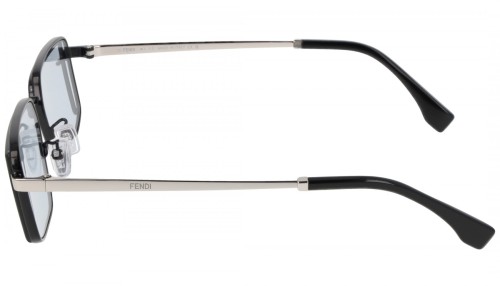 Fendi FE40102U - 01V - 53 Lunettes de soleil Noir, Argent Angulaire