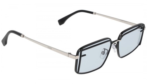 Fendi FE40102U - 01V - 53 Lunettes de soleil Noir, Argent Angulaire