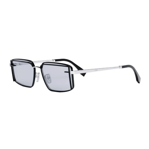 Fendi FE40102U - 01V - 53 Lunettes de soleil Noir, Argent Angulaire