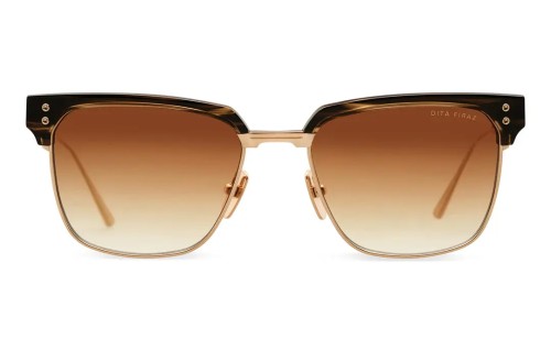 Dita FIRAZ DTS431-A - 03 - 55 Lunettes de soleil Havane, Or Angulaire